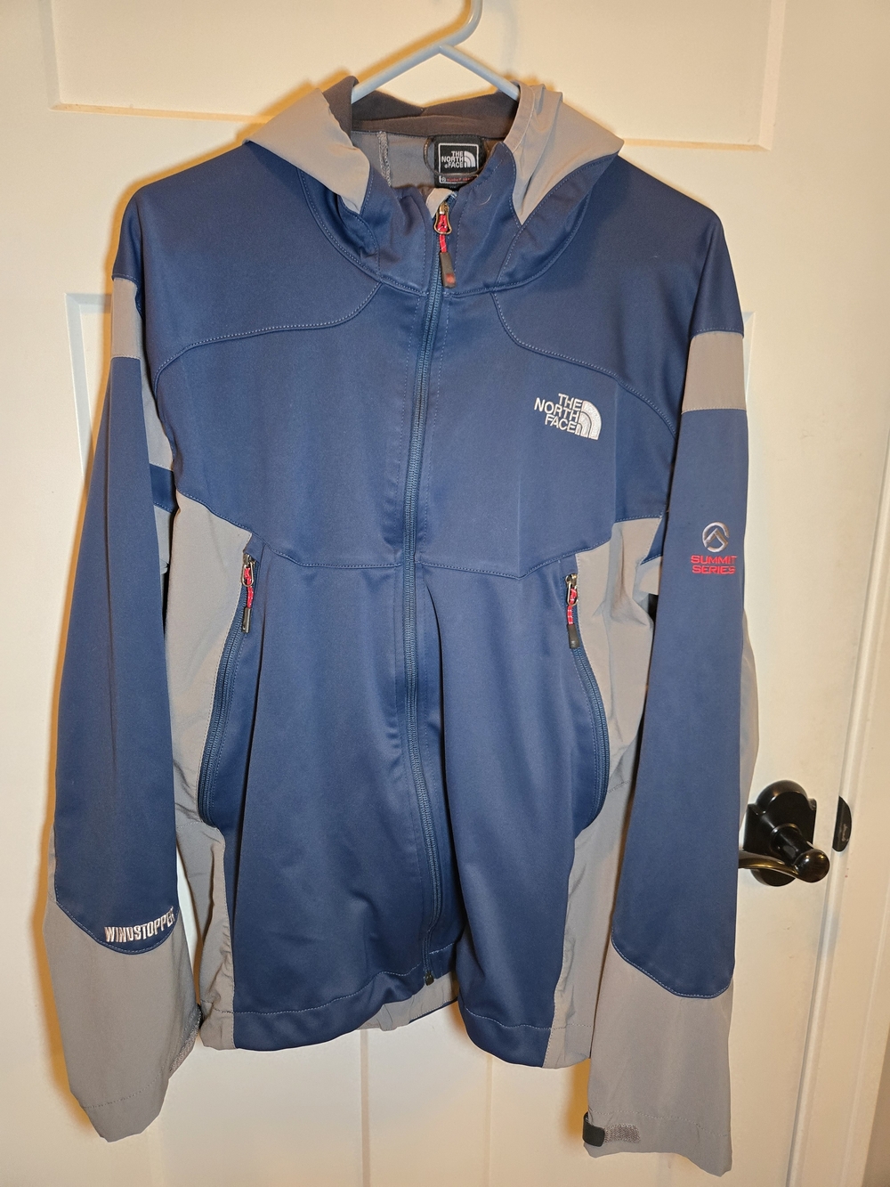 The North Face Men’s Blue & Gray Softshell Hooded Jacket